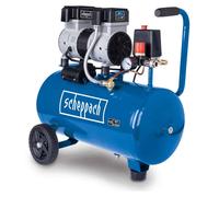 Compresor Scheppach Ultra Silent HC26Si | Motor de 1100 W | Presión de trabajo de 8 bar | Depósito de aire comprimido de 24 litros | Capacidad de aspiración de 230 litros/min | Silencioso y sin aceite