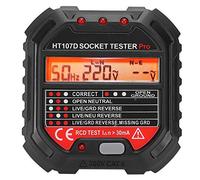 Comprobador de Enchufe de 90-250V Probador de Enchufe con LCD Pantalla Que Medir Voltaje, Examinar Circuito para Electroscopio EU Tomas de Ca EST