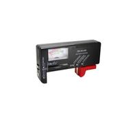 Comprobador de pilas y baterías con pantalla analógica, medición de voltaje y función de prueba, ideal para verificar el estado de energía.