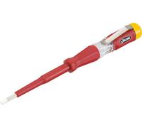 Comprobador de tensión ViGOR V1138 I 150-250V, comprobado por VDE, salida: perfil ranurado, anchura entre planos: 0,5 x 3 mm con clip de sujeción para un transporte práctico