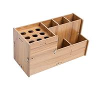 COMPUKAS Caja De Herramientas De Peluquería para Tijeras y Peines 1 Unidad Tamaño Escritorio Material Madera Color Nogal Almacenamiento Antideslizante para Salón Profesional