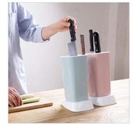 COMPUKAS Soporte para Cuchillos de Cocina de Plástico Pp Rosa, Diseño Desmontable y Giratorio, Organizador Resistente y Multifuncional para Estantería de Cocina