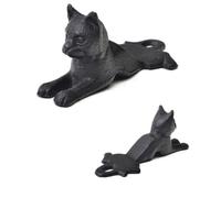 COMPUKAS Tope de Puerta de Metal Fundido Forma de Gato, Resistente al Viento y Portátil, Adecuado para Hogar y Oficina, Diseño Original y Decorativo Negro
