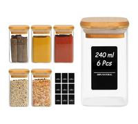 ComSaf Botes para especias de cristal 240 ml, pack de 6 con tapas