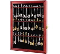 COMSREV Expositor para 36 cucharillas de té de madera con puerta de acrílico UV al 98%, con cerradura (36 cucharas-cereza)