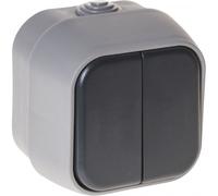 Comutador doble bert ip54 gris 7x7x5 cm