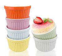 Comzantor 6 Piezas Moldes Reposteria, Molde Bizcocho, Bandejas para Horno, Molde Flan, Mini Cocotte, Cuencos de Postre, Tazones de Tapas y Salsas de Cerámica, Moldes para Tartaletas Pequeñas para Horn