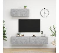 Con almacenamiento empotrable de pared estilo moderno gris 80 x 30 x 30 cm | Set de muebles de salón 3 pzas madera ingeniería gris hormigón con almacenamiento armario TV para sala de estar, estante