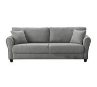 CONCEPT FÁBRICA | Sofá recto de tela efecto lino de 4 plazas | Lucerna gris claro | Diseño moderno y elegante | Comodidad lujosa | Cojines surtidos | Dimensiones 212 x 78 x 87 cm