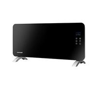 CONCEPT Hausgeräte Convector de vidrio calefactor termostato, calentador de pie, cristal templado, pantalla LED, 1000/2000 W, 20 m2 (blanco), Concept KS4000, convector eléctrico, 2000 W, negro, L