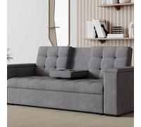 Concept USINE - Sofá Convertible de 3 plazas de Pana | NOHO Gris | Modular Muy práctico | Diseño contemporáneo | Cama de 2 plazas: Cama de 160 x 160 cm | Estructura de Madera Maciza