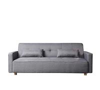 Concept-Usine | Sofá Convertible Estilo Escandinavo Copenhague | Sofá de 3 Plazas | Tejido Color Gris | Base de Madera | Apoyabrazos + 2 Cojines | Respaldo y Asiento Desenfundables | Ancho 213 cm