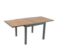 CONCEPTO FÁBRICA | Mesa de jardín extensible de 8 plazas Nido negro de aluminio y madera | 180 cm | Mesa de comedor grande exterior | Muebles de jardín terraza piscina | Resistencia solar y temperie