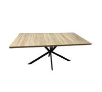 CONCEPTO FÁBRICA | Mesa extensible HINGA | Diseño industrial moderno | Bandeja acabado madera de 160 a 200 cm | Hasta 8 personas | Base de metal negro | Elegante, resistente y amigable