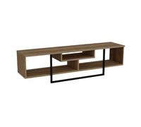 CONCEPTO FÁBRICA | Mueble TV Madera Nogal & Negro SILO | Estilo industrial moderno | 149 cm | Diseño bajo y delgado | 3 nichos abiertos | TV hasta 65" | Almacenamiento salón contemporáneo