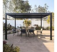 CONCEPTO FÁBRICA | Pérgola Bioclimática Aluminio 4x3 m Naxos Gris Antracita | Cuchillas Orientables de Aluminio | 12m² | Resistente y Diseño | Techo Ajustable por Manivela | Ideal Terraza Jardín