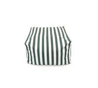 CONCEPTO FÁBRICA | Puf al aire libre a rayas verde Positano sin respaldo | Estilo mediterráneo Chic | Tejido repelente al sol | Relleno ligero reciclado, 55x65x35 cm | Jardín Terraza Piscina Verano