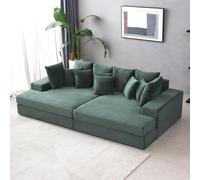 CONCEPTO FÁBRICA | Sofá Cardiff 4 plazas Pan Verde | Módulos simétricos | Cojines Desenfundables | Asiento profundo y confort Mediados de granja | Diseño Chic e Casual | Estructura de madera maciza