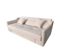 CONCEPTO FÁBRICA | Sofá Convertible de 3 plazas con baúl de almacenamiento de tela de lino | Diseño ADARE Beige | Sofá cama supletoria espacioso | Ahorro de espacio | Moderno, elegante y funcional