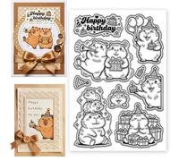 CONCHLERY Capybara's Birthday - Sellos de silicona transparente con patrón de feliz cumpleaños, para álbumes de recortes, álbumes de fotos, tarjetas, decoración, 4.3 x 6.3 pulgadas