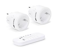 conecto® Juego de enchufes inalámbricos: 2 enchufes inalámbricos y 1 control remoto, uso en interiores, 2300 vatios, diseño compacto, blanco