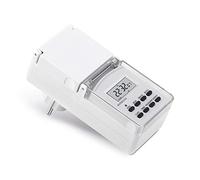 conecto Temporizador Digital para Toma de Corriente, Uso en Interiores y Exteriores, 10 programas de conmutación, Pantalla LCD de 1,5", Incluye batería de Reserva, IP44, 3600 W, Blanco
