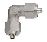 Conector angular, para manguera 8/6 mm, SW1 14, SW2 10, rango de presión máx. 25 bar, temperatura de -40 °C a 200 °C, acero inoxidable 1.4404.
