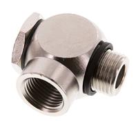 Conector Banjo de Latón Niquelado Rosca Macho & Hembra G1/2'' con perno banjo con Junta Tórica Giratoria