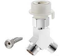 Conector de agua tipo Y de latón plateado para lavanderías con salidas dobles que soportan modelos de 4 puntos y 6 puntos más tuerca ajustable de 360 grados para soluciones de fontanería de espacio