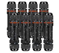 Conector de cable resistente al agua IP68, manguito de conexión de cable, caja de conexión de 3 pines para diámetro de 3-12mm, caja de derivación exterior impermeable 8PCS