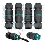 Conector de cable resistente al agua IP68 para diámetro de cable de 9 - 14 mm, cable subterráneo de 5 pines, caja de conexión, caja de distribución exterior negra para jardín, exterior, suelo, techo