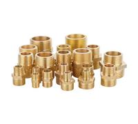 Conector de latón para tubería Adaptador de acoplador conectores tubería latón, diámetro exterior 1/8 ", 1/4", 3/8, 1/2", 1, hilo macho a hembra(4 to 4)