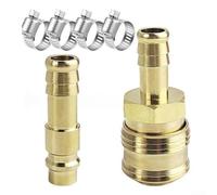 Conector de manguera de aire de latón de 8 mm con abrazaderas | Hierro chapado en cobre, ajuste de 10 mm, acabado dorado, clasificación de alta presión, diseño
