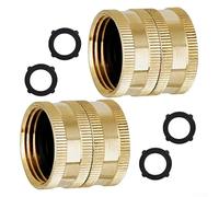 Conector de manguera de latón hembra doble de 3/4 pulgadas, acoplador de tubería de agua de jardín resistente para mangueras extensibles, pulverizadores y sistemas de riego, paquete de dos