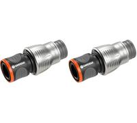 Conector de manguera Premium de Gardena, 19 mm (G 3/4 pulgadas): adaptador para grifo de agua, resistente a las heladas, empaquetado (18256-20) (Paquete de 2)