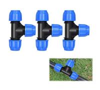 Conector de Tubería de Polietileno de,tuberia alimentaria 20mm conectores - Pieza en T - 20mmx20mmx20mm - Set de 3 Piezas, Accesorios Duraderos de PP PN16 para Fontanería