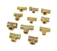 Conector de tuberías latón neumático, conversión hilo macho-hembra, conexión 1/8 ", 1/4" y 3/8, adaptador cobre for agua, aceite gas, 1 ud(1l8 M-F-M)