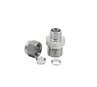 Conector de tubo neumático Accesorio de unión compresión doble casquillo, conector tubería acero inoxidable 304 NPT macho, adaptador rápido(10MM*1/2INCH)