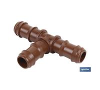 Conector en Forma de T para Riego por Goteo Cofan 16mm 100 Unidades