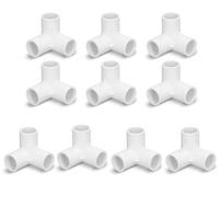 Conector en T de PVC, 20mm, Blanco, Accesorios de Tubería de 3 Vías, Ángulo Recto, Pack de 10 Unidades