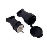 Conector europeo con conexión a tierra eléctrica, enchufe impermeable de goma UE con cubierta IP54 para Cable de alimentación DIY, 16A, 250V Plug