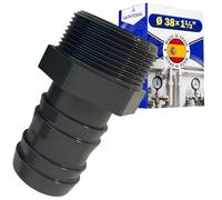 Conector Manguera Jardin con Rosca Macho 1 1/2" y Diámetro Ø 38 mm - Empalme Manguera Fabricado en PVC U - MADE IN SPAIN - Garantía de 10 Años - MONTERAL