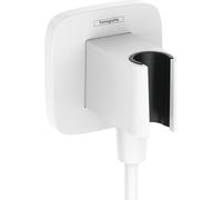 Conector para grifo con sistema FixFit Q, con soporte para ducha, color blanco mate