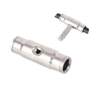 Conector rápido de aire en T igual a presión de latón niquelado, accesorio neumático para conexión de tubos y mangueras 2 piezas Quick-connect straight single