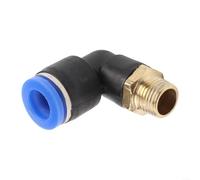 Conector rápido de codo neumático, latón y plástico en forma de L con roscas prerrecubiertas, adaptador de empuje giratorio de 360° para herramientas de compresor de aire (serie PL4-16) (PL8-01)