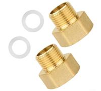 Conector reductor de buje hexagonal de latón de 3/8 pulgadas macho a hembra de 1/2 pulgada para tubería de agua de gas de rosca BSP, color dorado, paquete de 2 (4 unidades)
