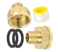 Conector reductor de latón de 1 pulgada a 1/2 pulgada para adaptador roscado BSP para accesorios de tubería de manguera de jardín, juego de accesorios de grifo resistente sin fugas con cinta de
