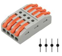 Conector regleta rapido 4 vías reutilizable con bloqueo de palanca em