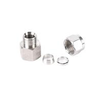Conector roscado Accesorio de compresión doble férula acero inoxidable, conector unión con rosca hembra BSP, adaptador tubo SS 304(8MM*3/8INCH)