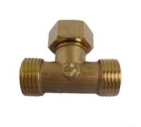 Conector roscado en T de latón de 1/2 pulgada, divisor de montaje de tubería de agua de 3 vías para manguera de jardín, brazo de ducha, grifo y rociador de inodoro, dorado (A)